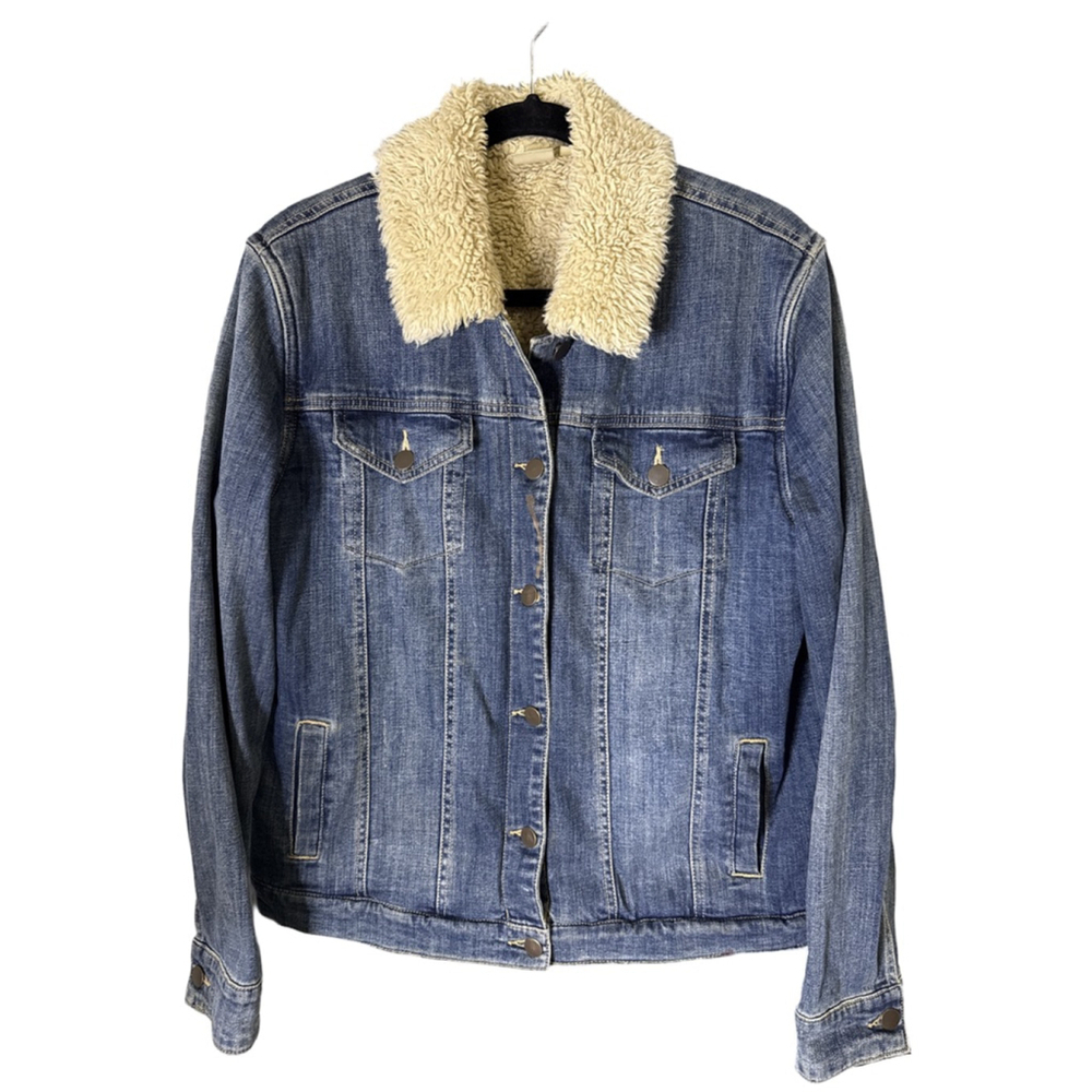 Women's BP. Blue Denim Sherpa Lined Jean Jacket M